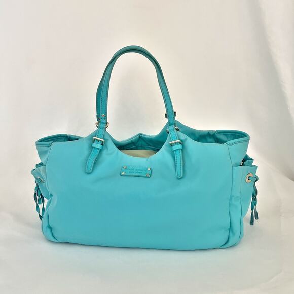 KATE SPADE Nylon and Leather Large Turquoise Shoulder Bag - Picture 3 of 15